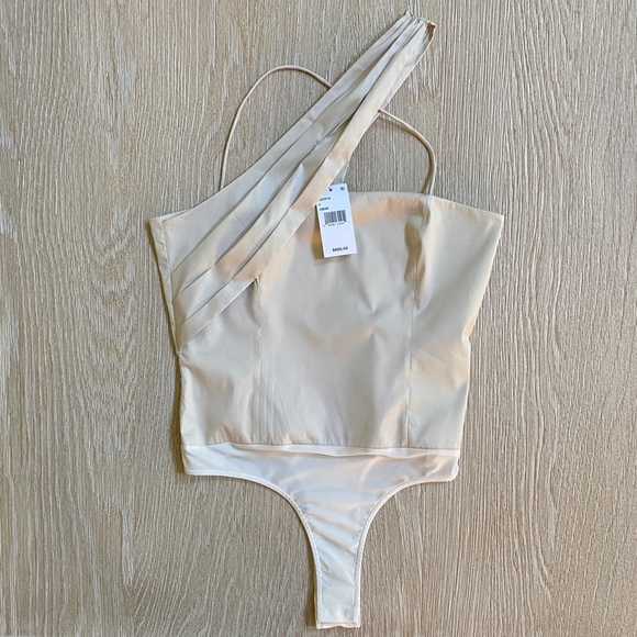 Zeynep Arcay Asymmetric X Cream Colored Bodysuit Sz 6 - Picture 13 of 16